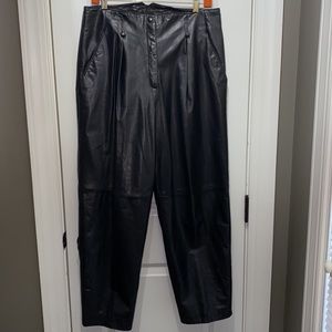 VINTAGE High Rise Tapered Leg Ankle Soft Leather 80’s Paperbag Pants 8 10
